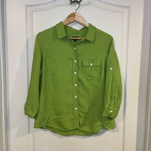 Talbots Green Irish Linen Shirt